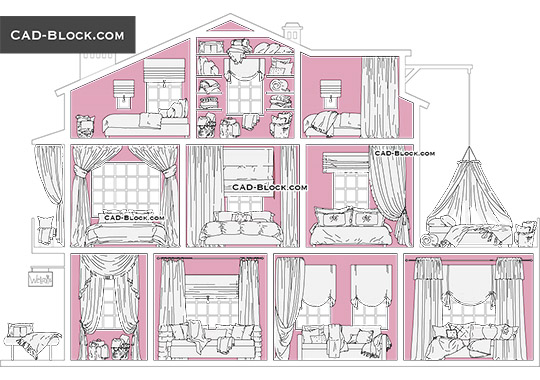 DWG Drawing of Interior Textile Set