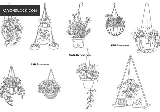 Hanging Planters - vector image Hanging Planters - download vector illustration